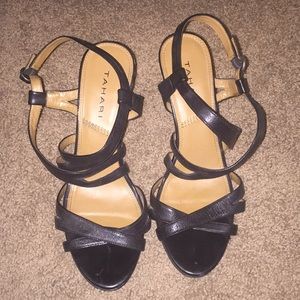 Tahari Black Stappy Heels